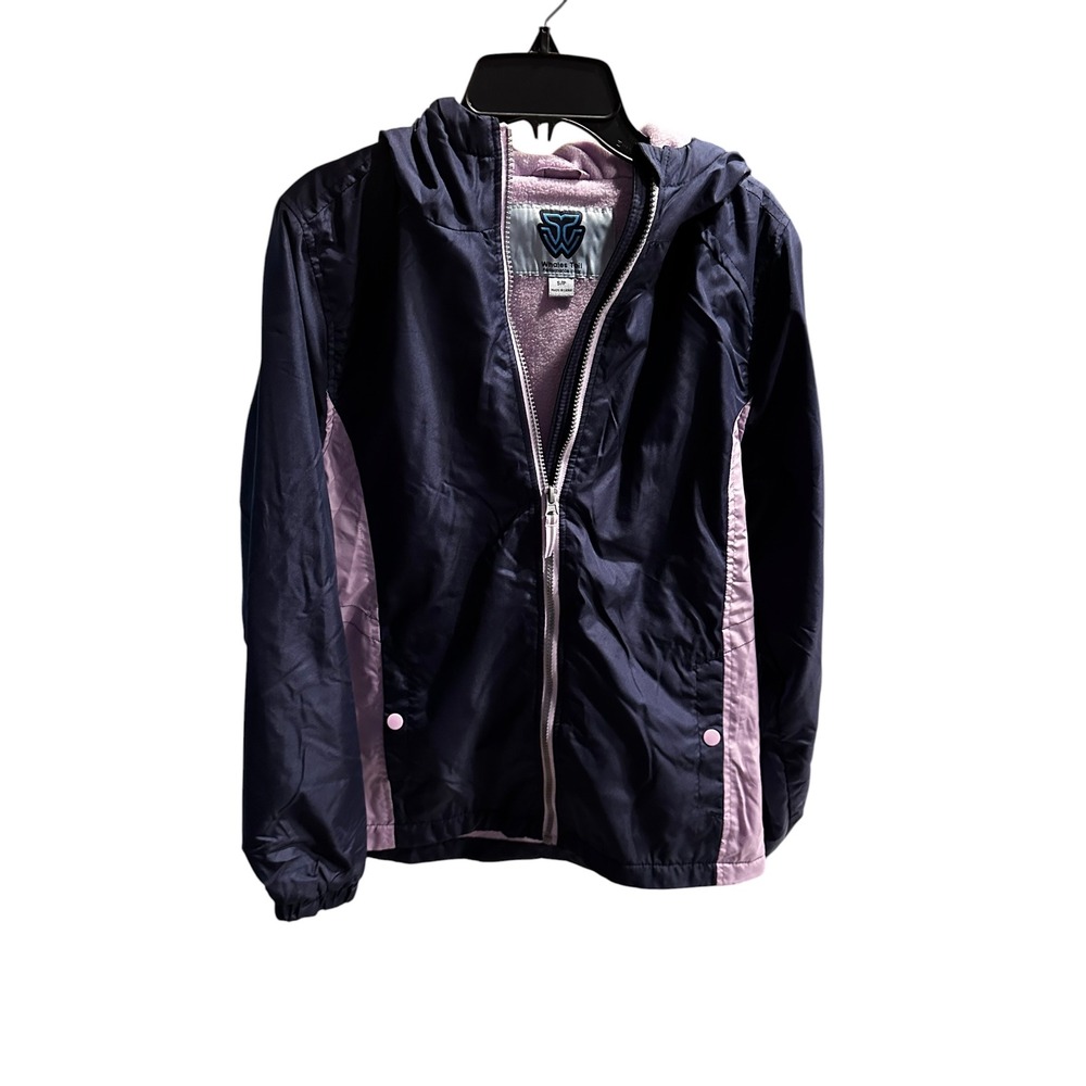 Whales Tail Performance Wear Girls Navy Blue Lavender Fleece Lined Jacket Small